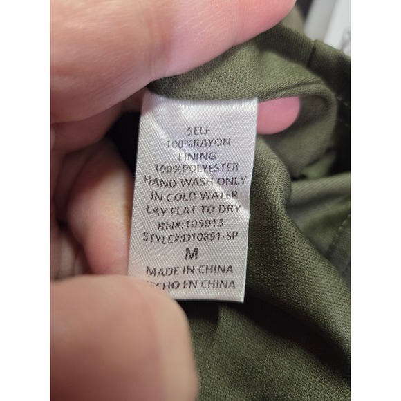 Savanna‎ Jane Olive Green Floral Embroidered Tiered Ruffle Dress Size Medium - Picture 7 of 8